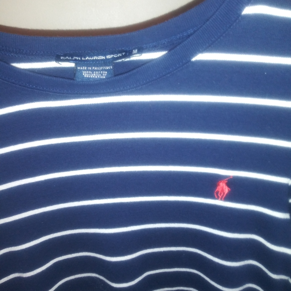 Ralph Lauren Sport Polo Striped T-Shirt Size Small/ Medium, see measurements